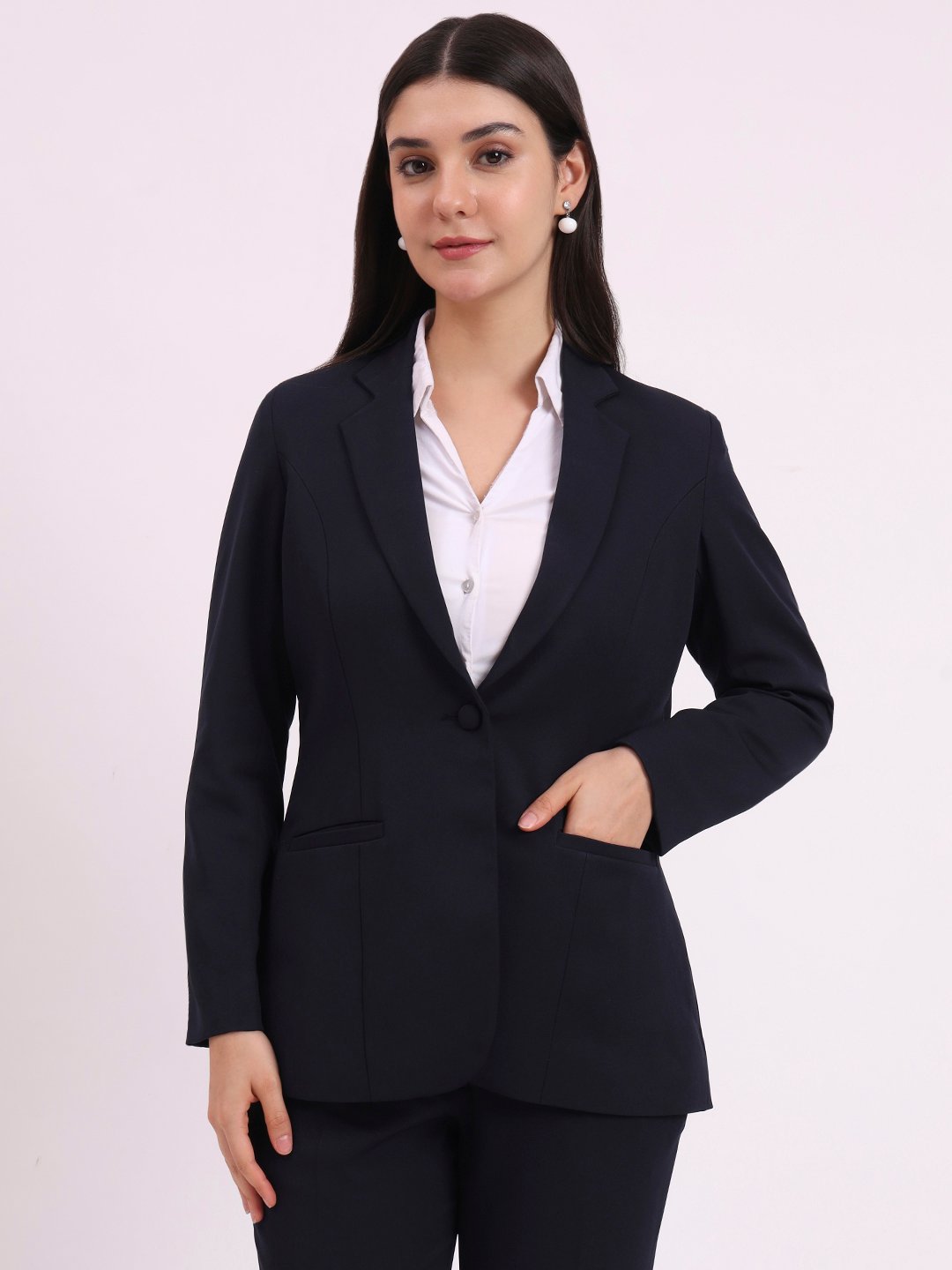 Apsra Boutique Single Button Blue Blazer for Women – Formal & Party Wear