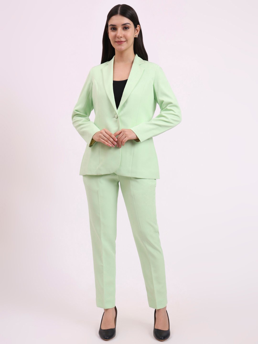 Apsra Boutique Pista Green Two-Piece Women’s Suit Set – Blazer & Pants