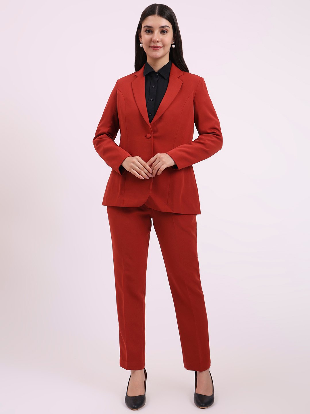 Apsra Boutique Rust Two-Piece Women’s Suit Set – Blazer & Pants
