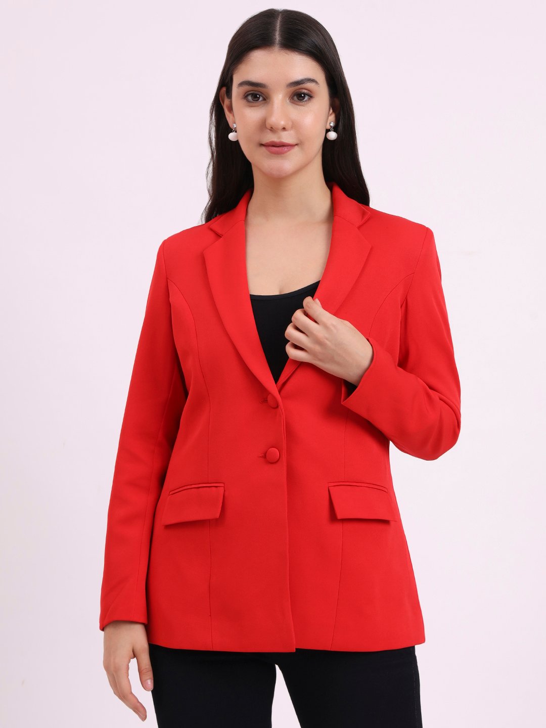Apsra Boutique Double Button Red Blazer for Women – Formal & Party Wear