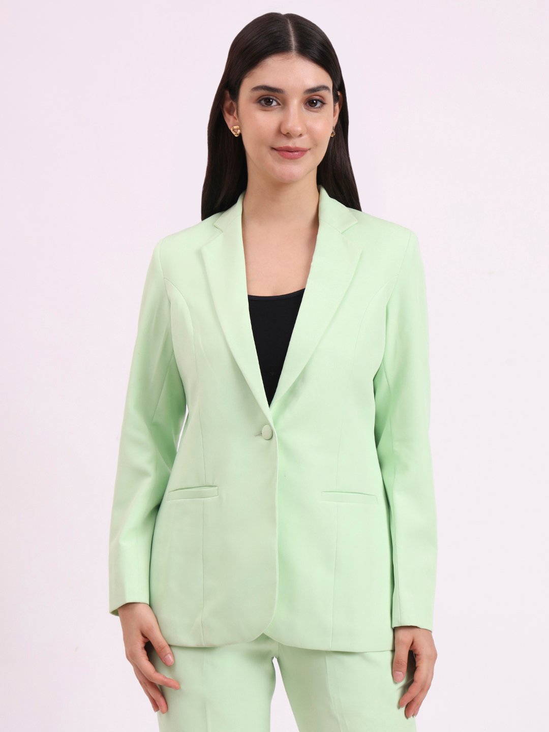 Apsra Boutique Single Button Green Blazer for Women – Formal & Party Wear