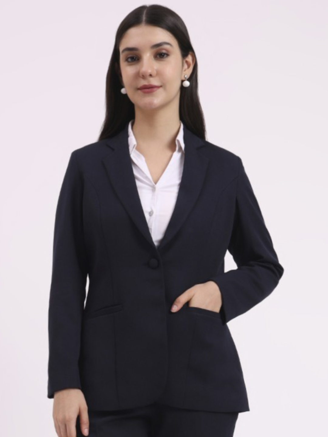 Single Button Black Color, Notched Lapel Collar,Full Sleeves,Official & Party Wear Blazer For Women, Regular Fit